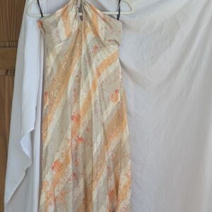 Silk Orange Halter Dress